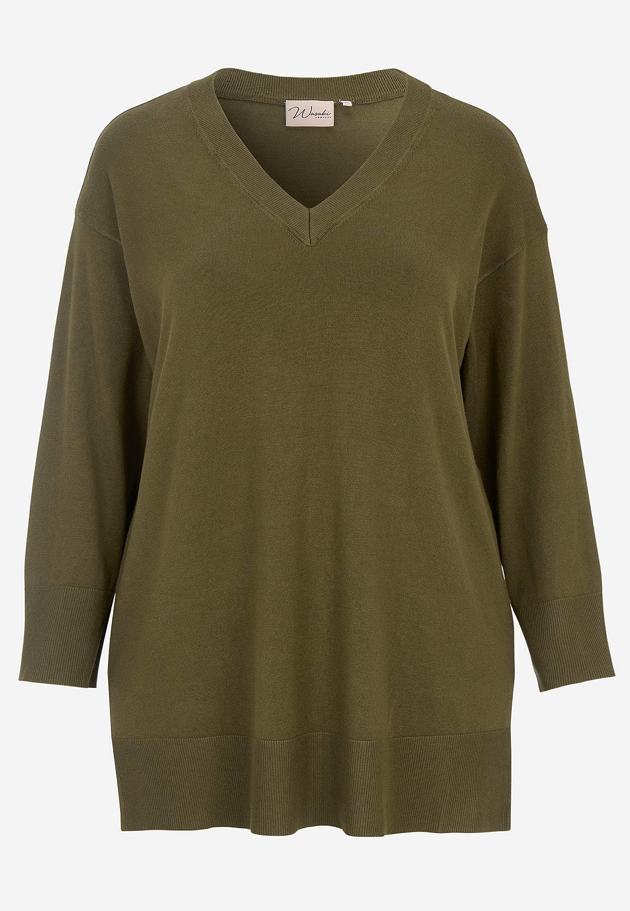 Tiheäsilmukkainen neule V-aukolla