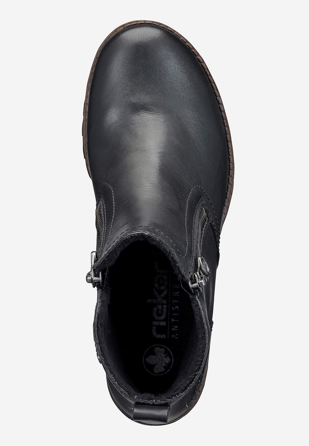 Nahkakenkä kaksinkertaisilla vetoketjuilla