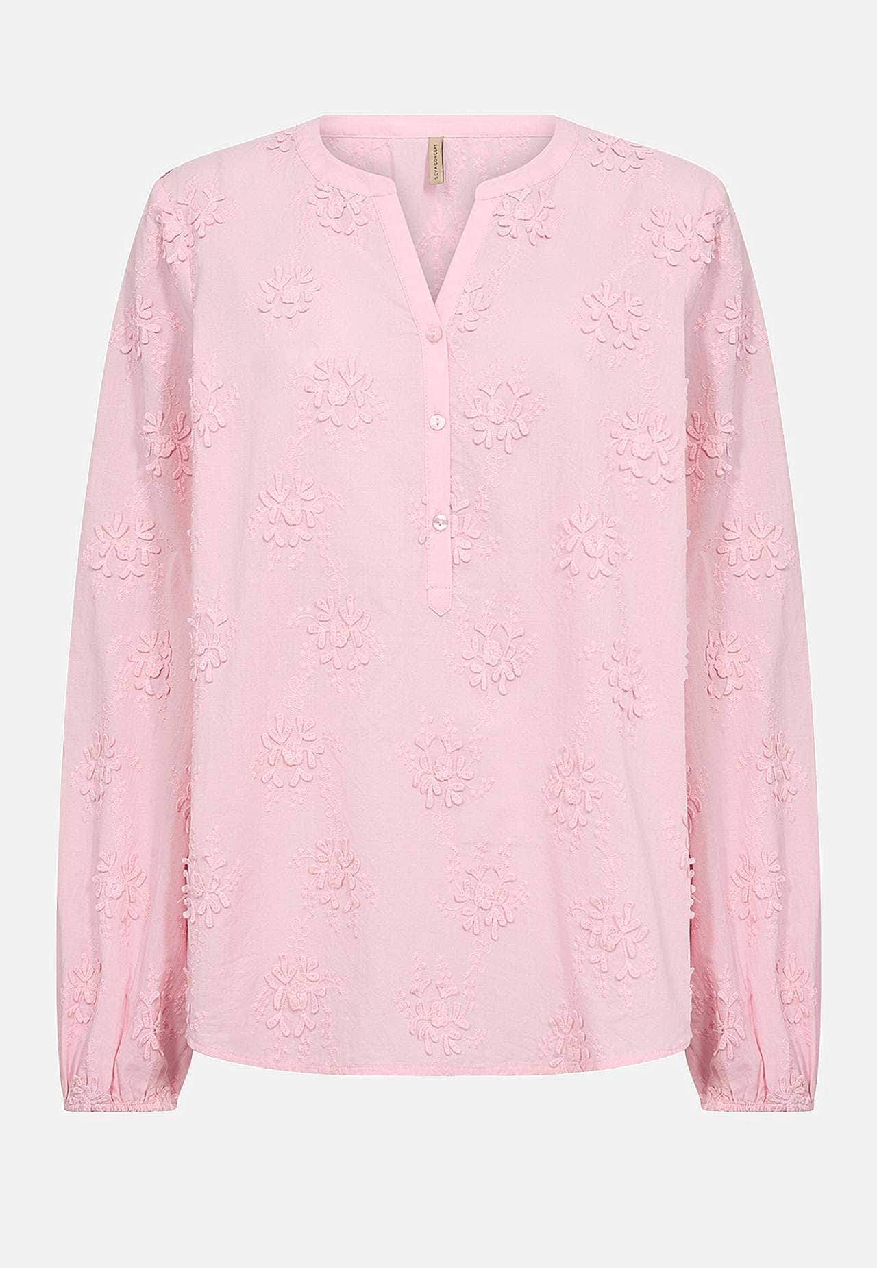 Puuvillapusero kukka-applikaatioilla