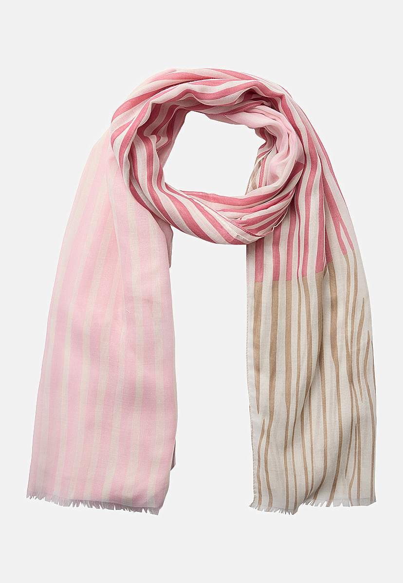 Pitkä, läpikuultava huivi raidoilla