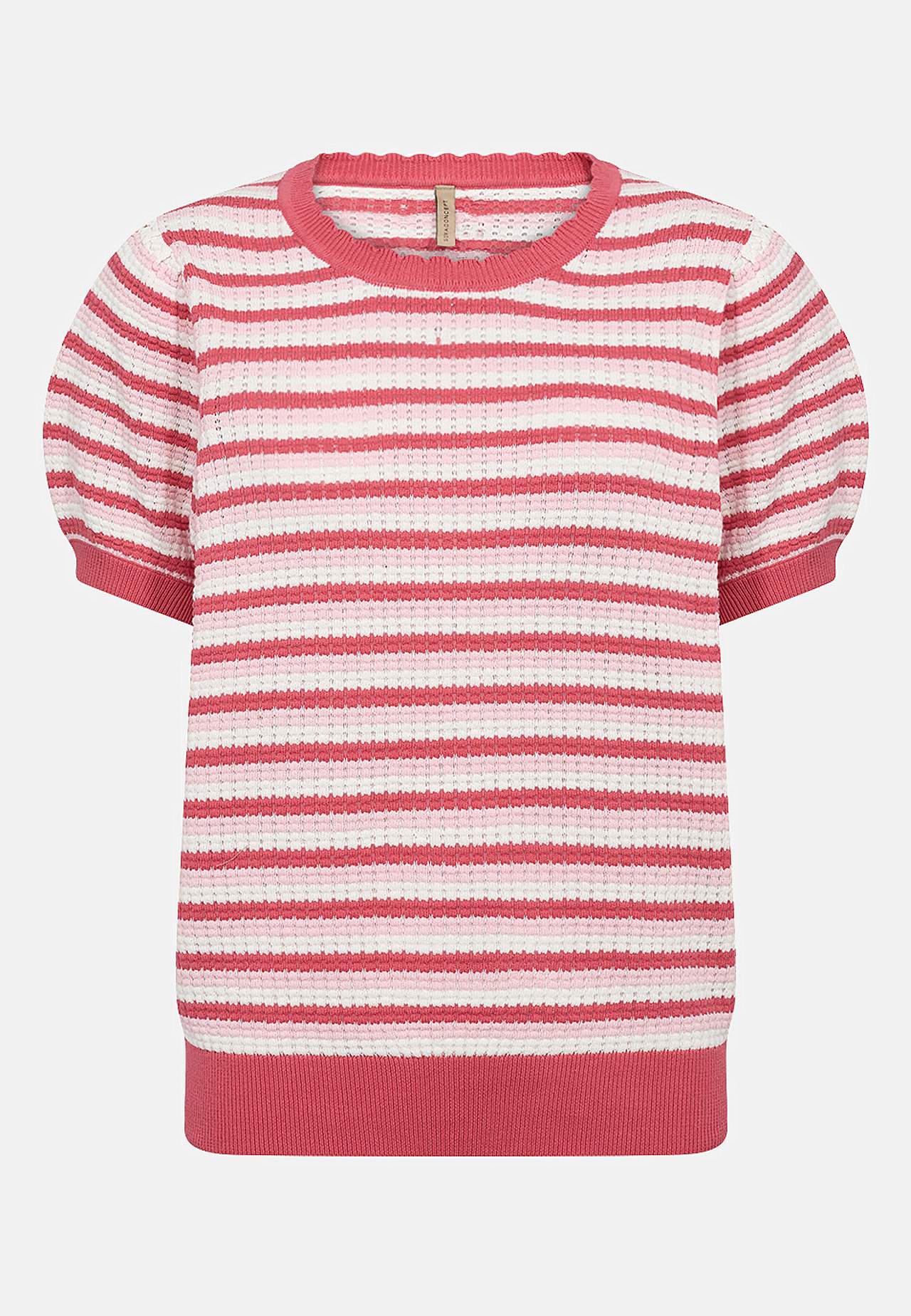 Tiheäsilmukkainen, raidallinen toppi