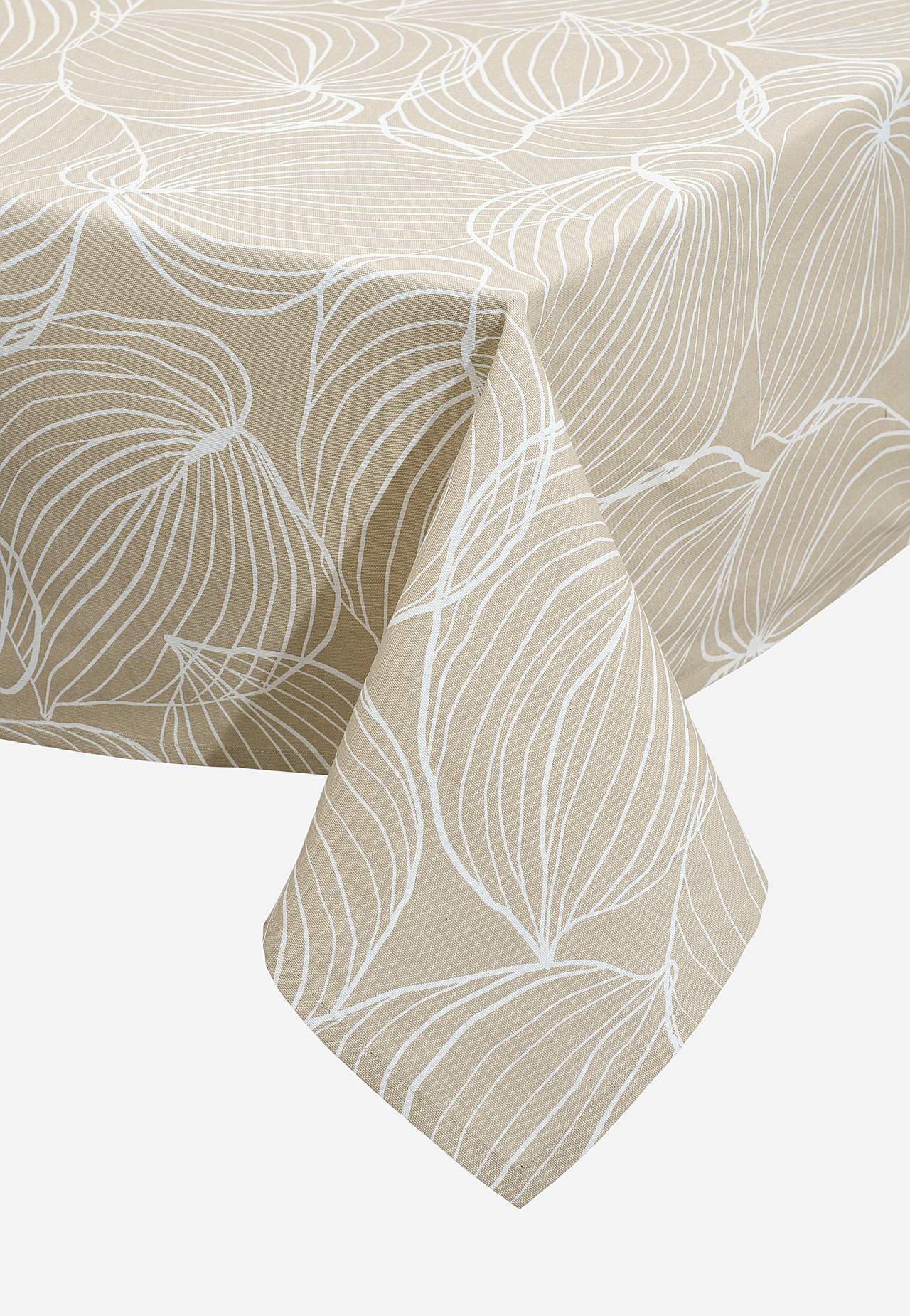 Lehtikuvioinen, puhdas pöytäliina