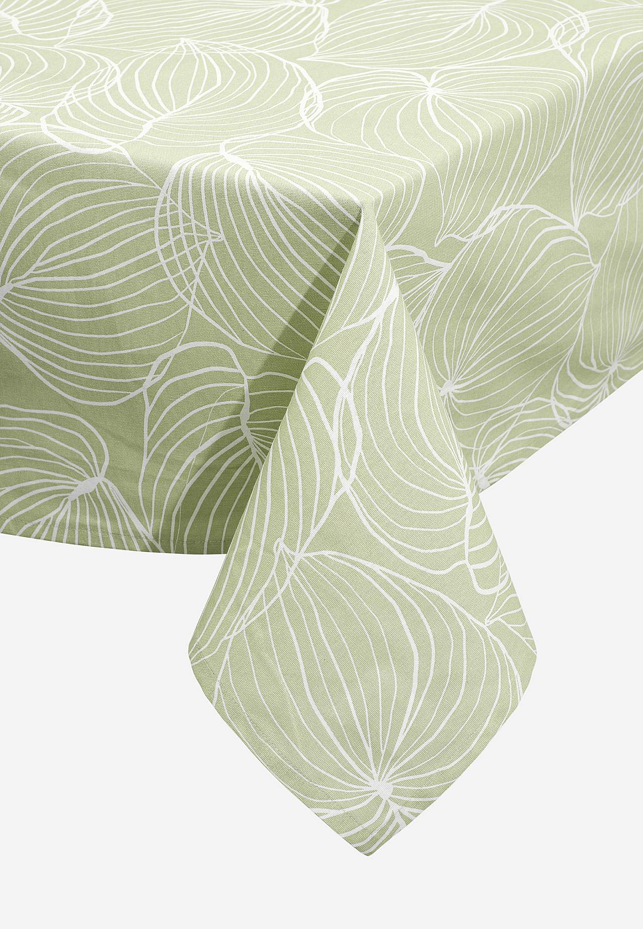 Lehtikuvioinen, puhdas pöytäliina